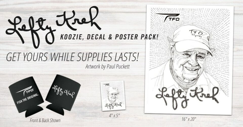 Lefty Kreh Koozie, Decal & Poster Pack - Temple Fork Outfitters